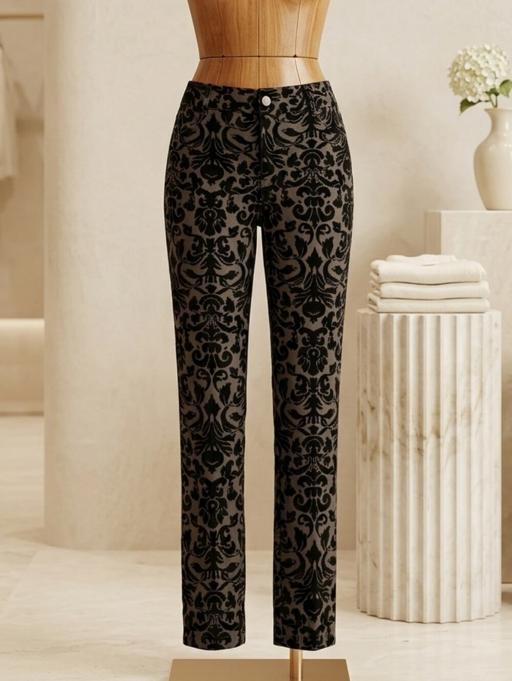 Women's Scroll Design Printed Pants Size Small